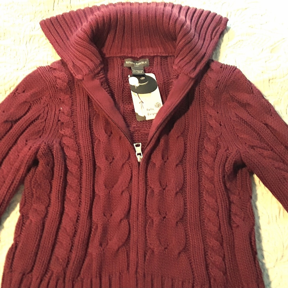 Banana Republic Zip Sweater Burgundy S